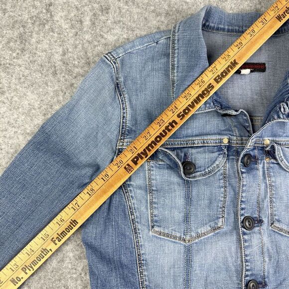 VTG Adriano Goldschmied AG Jean Jacket Womens L Blue The Essential Denim Trucker - Picture 12 of 16